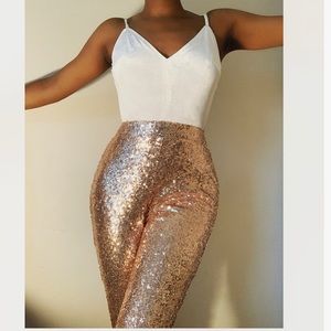 Sequin/Suede Jumpsuit